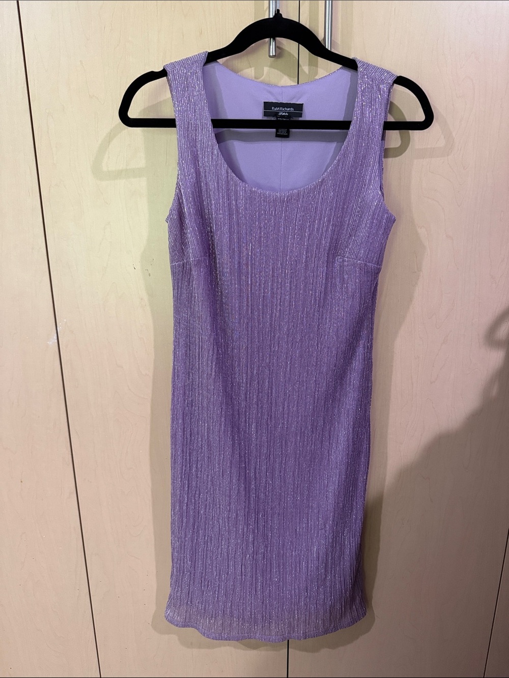 R&M Richards Lavender Metallic Sheath Dress